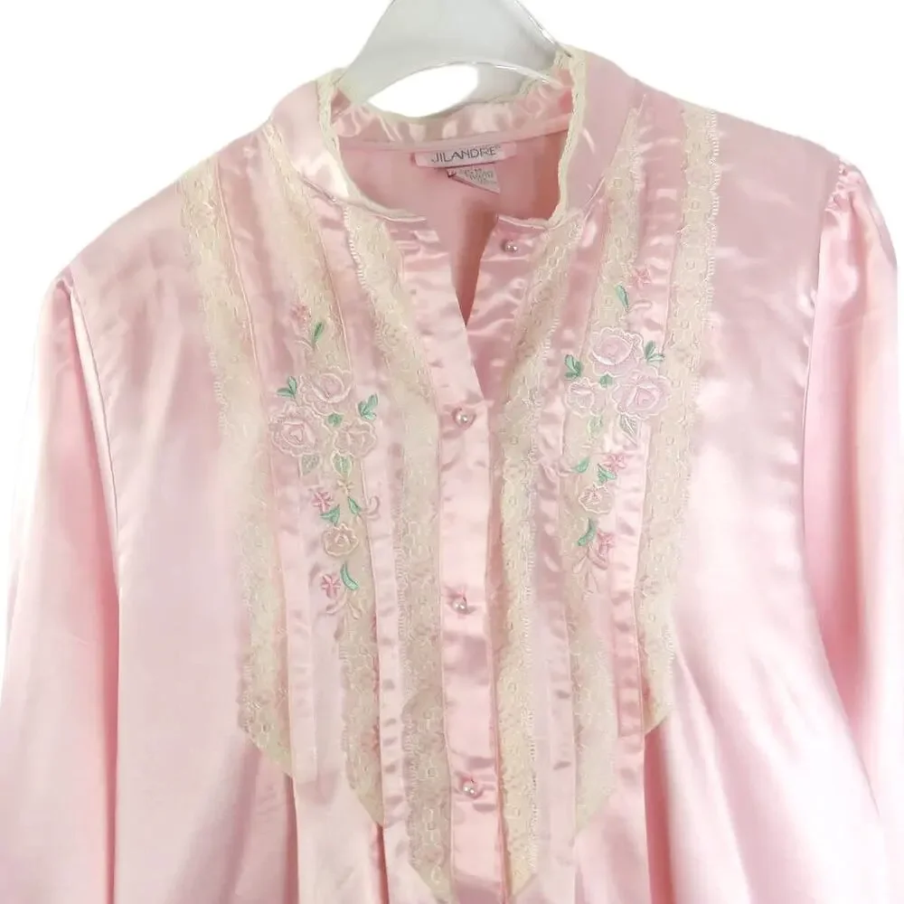 Jilandre 1980s Vintage Pink SatinNightgown Lingerie Medium NWT Deadstock - Picture 3 of 5